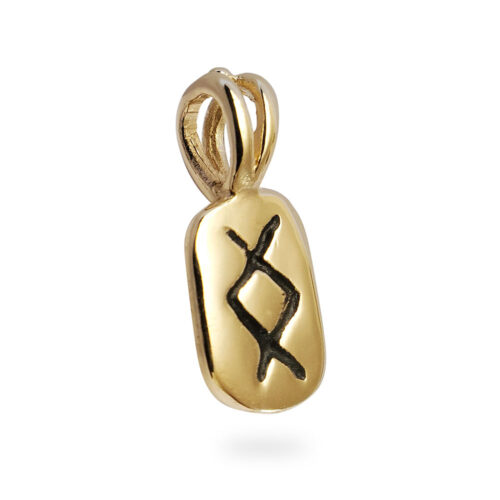 Inguz Rune Pendant in 14K Yellow Gold