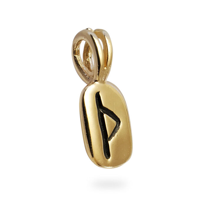 Thurisaz Rune Pendant in Solid 14K Yellow Gold