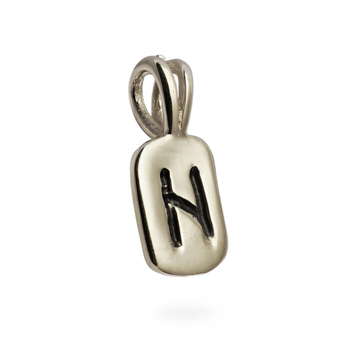 Hagalaz Rune Pendant in Solid 14K White Gold