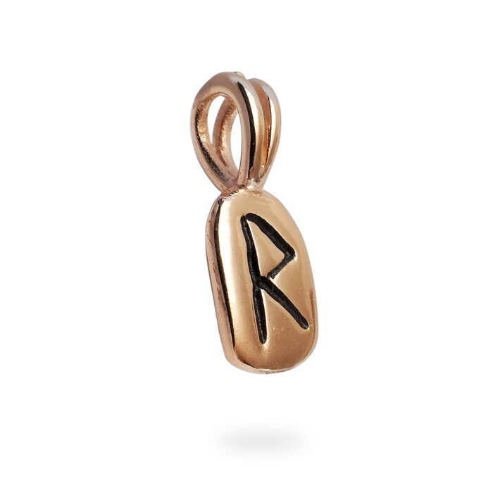 Raido Rune Pendant in Solid 14K Rose Gold
