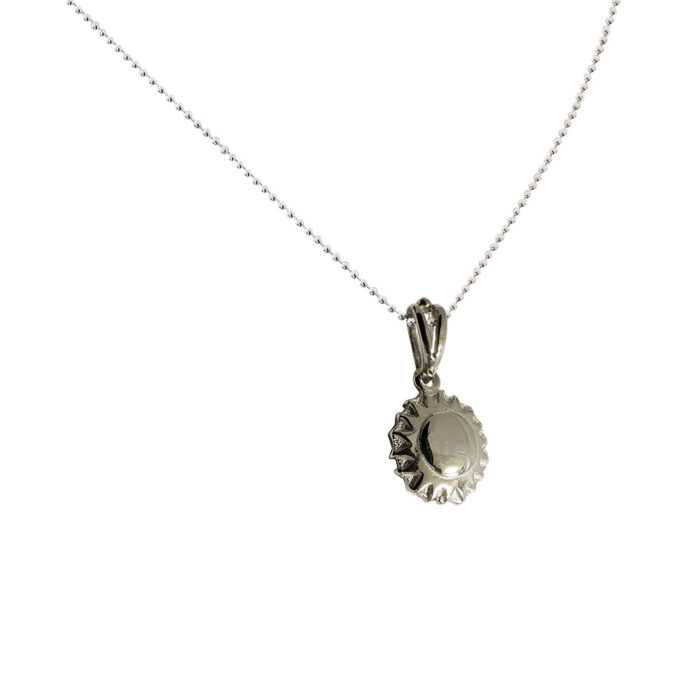 Small Tahoe Pendant in Solid Sterling Silver with Silver Bead Necklace